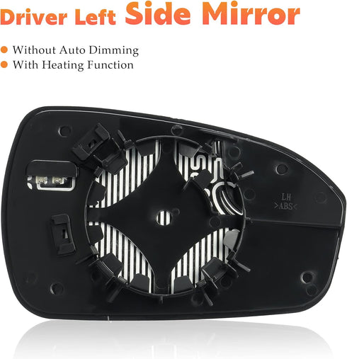 Driver/Left Side Power Heated Mirror Glass Fits for Ford Fusion 2013 2014 2015 2016 2017 2018 2019 2020 Replacement for DS7Z17K707F DS7Z-17K707-F...