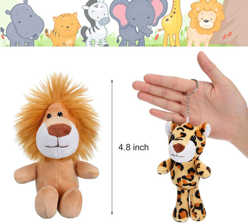 12 Pieces Mini Stuffed Forest Animals Jungle Animal Plush Toys in 4.8 Inch Cute Plush Elephant Lion Giraffe Tiger Plush for Animal Themed Parties ...