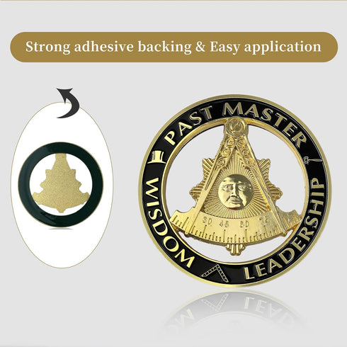 Past Master Masonic Car Emblem Black & Golden Mason Auto Decal...