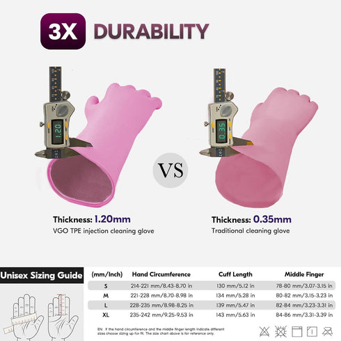 Vgo... 2 Pairs Reusable Household Aromas Gloves,Innovative Lined Dishwashing Gloves,Durable Cleaning Gloves,Long Sleeves Kitchen Gloves(Violet&Pin...