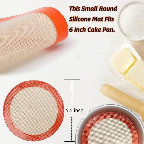 6 Inch Round Baking Mats, Food Grade Silicone Mats for 6 Inch Cake Pan/Tortilla Maker, 6 Inch Tortilla Press Liner, for Small Cake/Tortilla/Pie/Pi...