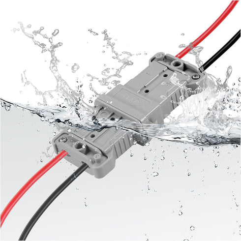 Ip68 Waterproof 50 amps 6-8 Gauge Battery Quick Connect/Disconnect, Jumper Cable Plug Connector Kit for Recovery Winch, Boat, Towing Systems(Grey)...