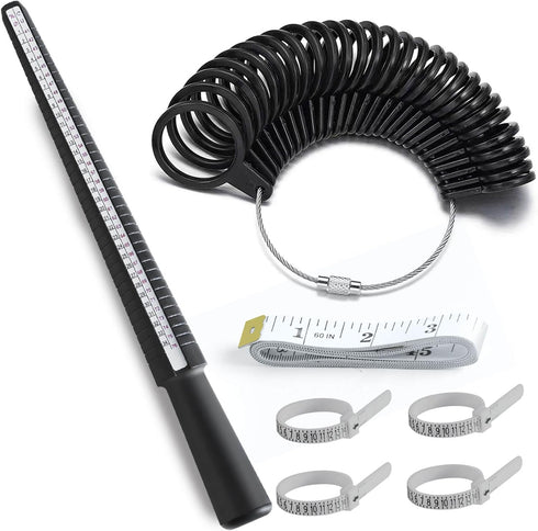 Novellaire 7-Piece Ring Sizer Measuring Tool for Both Men and Women. Includes Finger Ring Measurer, Ring Sizers, Ring Making Kit, Ring Mandrel, an...