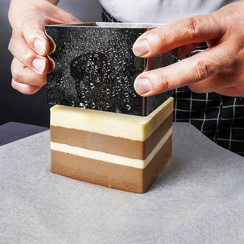 UPKOCH 4" Square Mousse Mold, Stainless Steel Cake Ring for Tiramisu Cheesecake Dessert, Precision Cut Multi-Use Baking Tool, Dishwasher-Safe...
