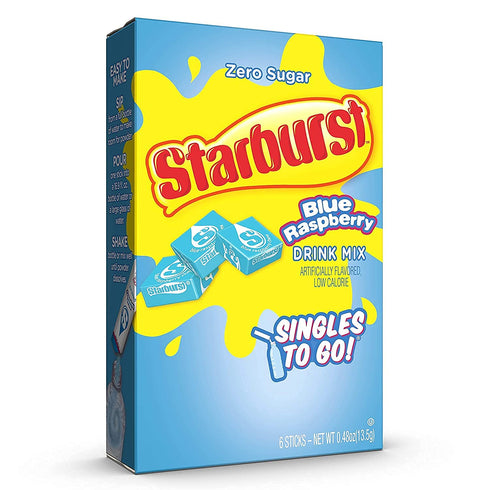Starburst Singles To Go Zero Sugar Drink Mix, Blue Raspberry, 6 CT Per Box (Pack of 1)...