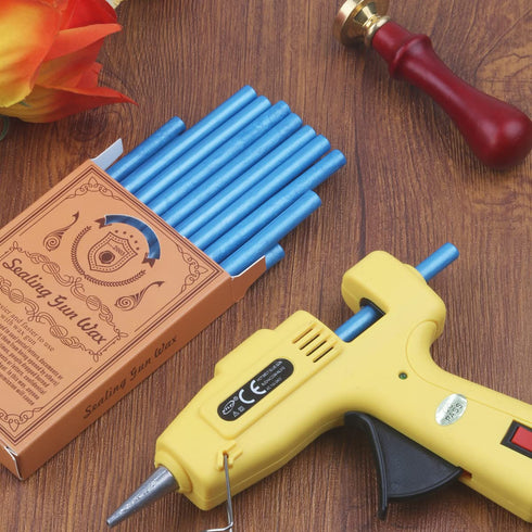 Wax Seal Kits, Wasole 20Pcs Blue Sea Sealing Wax Sticks with 1 Pieces Glue Gun Set for Wax Seal Stamp, Great for Wedding Invitations, Birthday Car...
