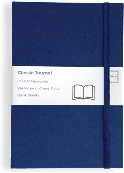 Portage Blank Hardcover Aesthetic Notebook Writing Journal – Bleed-Proof Paper Notepad for Journaling, High GSM, A5 Notebook, Cream Pages - Navy B...