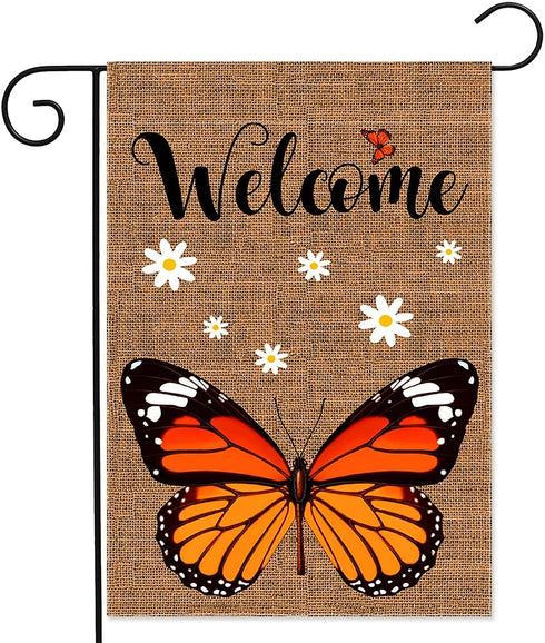 Welcome Monarch Butterfly Garden Flag Butterfly lovers Burlap Vertical Double Sided Yard Flags, Keep Flying if You Have Wings Outdoor Indoor Lawn ...