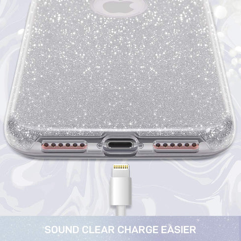 MILPROX Glitter Case Compatible for iPhone Xs, Shiny Sparkle Bling, 3 Layer Hybrid Protective Soft Phone Case Compatible for iPhone X...