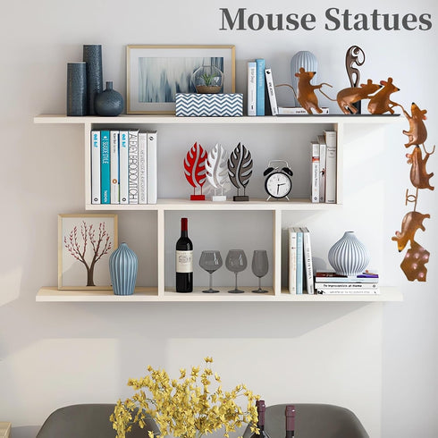 GLEFLE 15.35" Cute Mouse Decor Statue - 2024 New Handmade Metal Door Crawler Mice Figurines for Indoor Outdoor Home Bathroom Office Desktop Photo ...