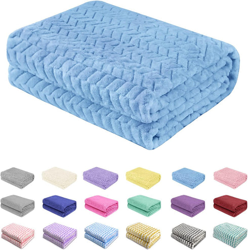 Baby Blanket Flannel, Cozy Throw Blankets for Newborn Infant and Toddler, Super Soft and Warm Receiving Baby Blanket for Crib Stroller (Blue 25 * ...