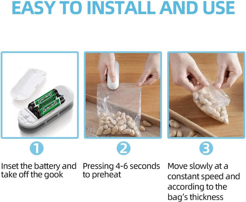 Mini Bag Sealer Heat Seal, 2 in 1 Sealer and Cutter Portable Mini Sealing Household Machine with Detachable Hook for Plastic Bags...
