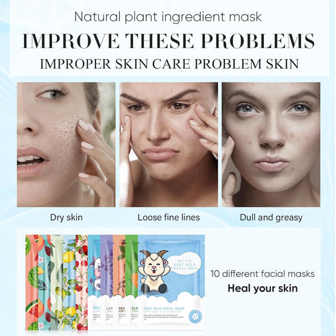 Facial Mask 20 Sheet Face Mask Collagen Face Mask Facial Masks for Women Skin Care Hydrating Collagen Essence Face Mask...