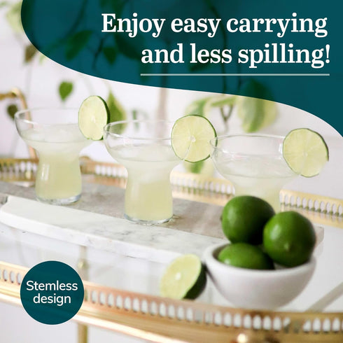 Libbey Stemless Margarita Glasses Set of 6, 10.25 ounces Classic Margarita Glasses Lightweight, Fancy Glassware Set for Celebrations...
