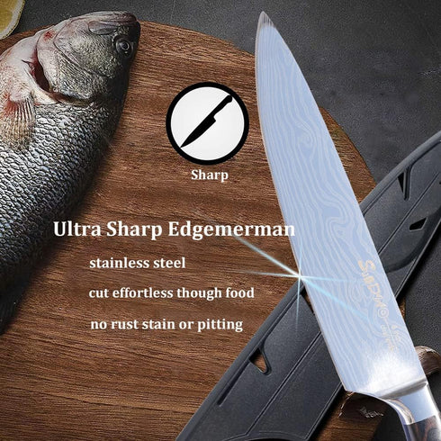 Chef Knife, Professional 8 Inch Kitchen Knife, High Carbon German Steel Ultra Sharp Knife with Ergonomic Handle, Japanese Chef's Knife Suit for Co...
