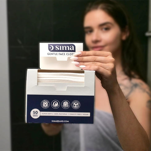 Sima Disposable Face Towels for Drying - 100% Cotton Face Wipes 50 Pack - Biodegradable Makeup remover for sensitive Skin, Gentle Clean facial clo...