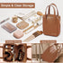 Makeup Bag Large Capacity Travel Cosmetic Bag with Handle Portable Small Cosmetics Bag for Purse Cute Makeup Storage Bag Waterproof PU Leather Mak...