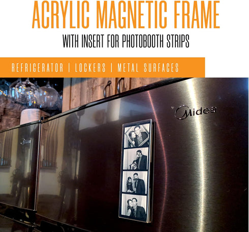 Photo Booth Nook | 2x6 Magnetic Photo Booth Picture Frame (25 Count) | Crystal Clear Acrylic, Strong Magnet with Silver Inserts...
