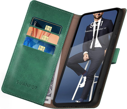 SUANPOT for Samsung Galaxy S22 with RFID Blocking Leather Wallet case Credit Card Holder,Flip Folio Book Phone case Shockproof Cover Women Men for...