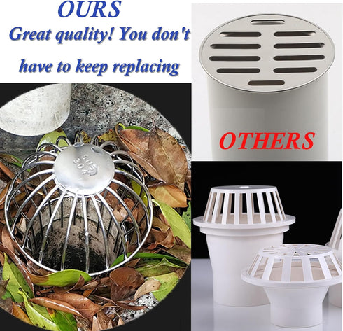 304 Stainless Steel Drain Outdoor Roof Anti-Blocking Line Cap Round Floor Net Cover Drainage Floor Line Leak Gutter Cleaning Tool (3 inch)...