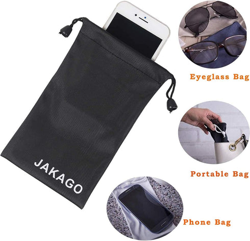 JAKAGO 2 Pack Cell Phone Storage Bag Soft Microfiber Glasses Sleeve Pouch Waterproof Sunglasses Bag Electronic Gadgets Case Cover With Drawstring ...