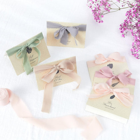 4 Rolls Blush Pink Handmade Fringe Chiffon Silk Ribbon 1"W x 5Yd Per Roll,Frayed Edges Ribbon Set for Gifts Wrapping,Wedding Invitations,Bouquets,...