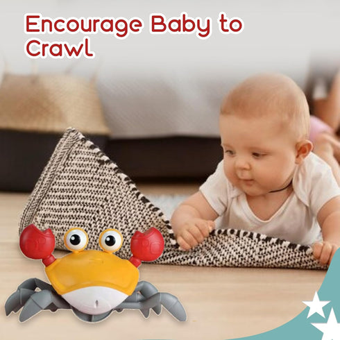 Cute Crawling Crab Baby Toys with Rechargeable Battery: Tummy Time Gift for Infants Toddlers Learning to Crawl or Walk Toy Lights Up with Music fo...