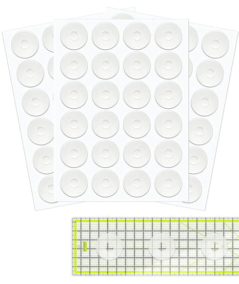 24Pcs White Non-Slip Silicone Grips for Quilt Templates, Non-Slip Adhesive Rings, Quilting Rulers Sewing Rulers, Non-Slip Ruler Grip Rings, Adhesi...