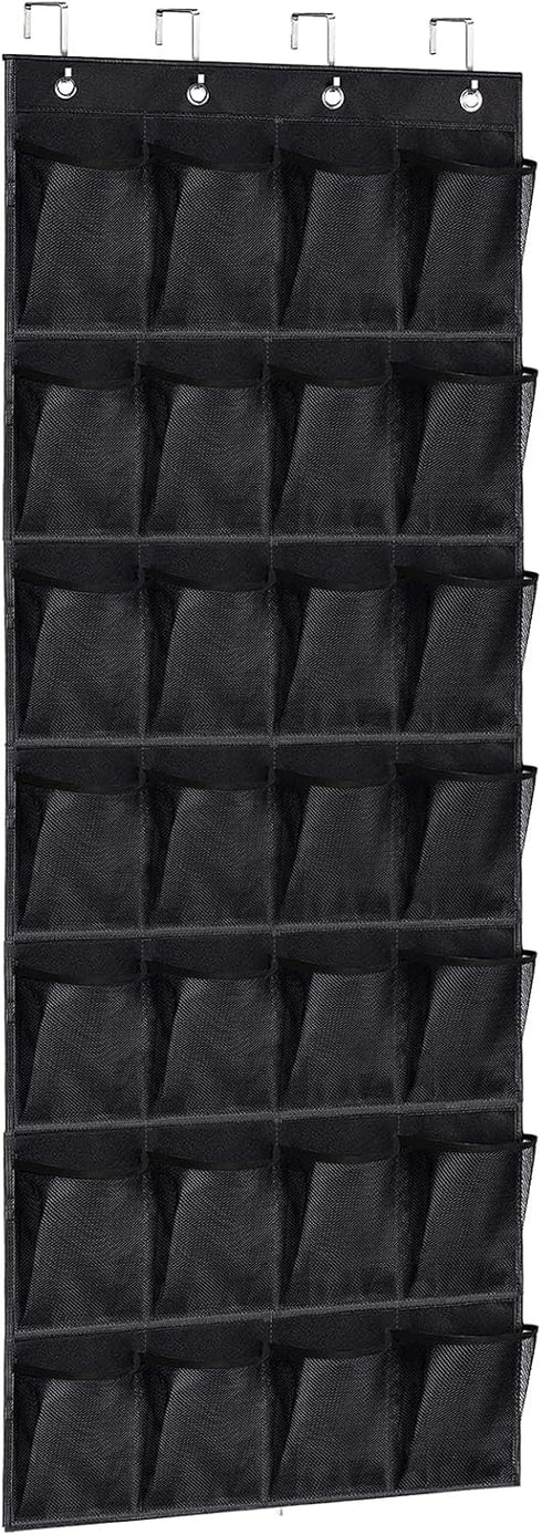 Over Door Shoe Organizer, Door Shoe Rack - 28 Extra Large Mesh Pocket Over The Door Shoe Organizer,Hanging Shoe Organizer, Black...
