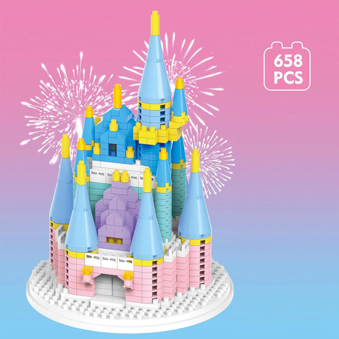 658 Pcs Castle Micro Building Blocks Mini Blocks Building Sets Building Bricks Architecture Model Gift for Age 14+ Kids Teens and Adult (pink)...