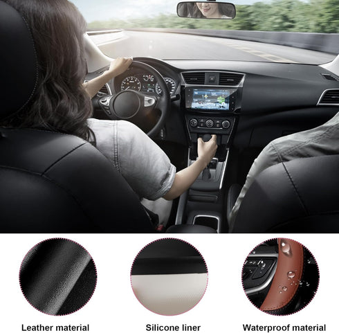 Car Steering Wheel Cover, Universal 15" Anti-Slip Auto Steering Wheel Protector for Men Women, Breathable Odor Free Leather Steering Wheel Car Acc...