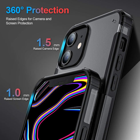 ORIbox iPhone 12/12 Pro Case, Matte Black, Thermoplastic Polyurethane, Anti-Slip, Camera Protector, Scratch Resistant, for Women Men Girls Boys Ki...