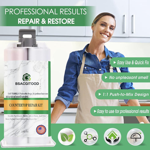 Quartz Countertop Repair Kit, Granite & Marble Chip Repair Kit, Quartz Chip Repair Kit, Suitable for Quartz Stone, Granite, Marble and Other Stone...