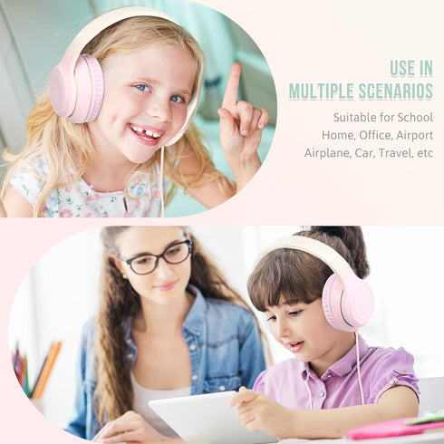 rockpapa L22 Wired Headphones for Kids Girls Boys Women with Microphone, Foldable Stereo 3.5mm Corded Headphones for School Classroom Chromebooks ...