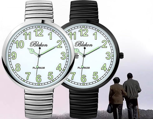 Blekon Collections New Super Large Face Stretch Band Japanese Movement PC21J Fashion Watch (Black/Luminous)...