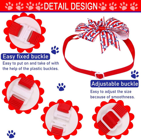 Dog Bow Ties Set, 24pcs Adjustable Holiday Themed, for 4th of July, Memorial Day, Pet Dog Collar Grooming Accessories...