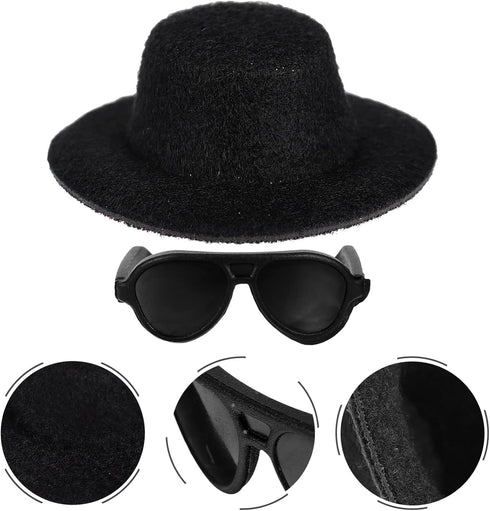 TOYANDONA Doll Glasses Mini Formal Hat Set 20pcs Miniature Doll Hats 20pcs Black Doll Sunglasses Dolls Costume Accessories for Diy Crafts Dollhous...
