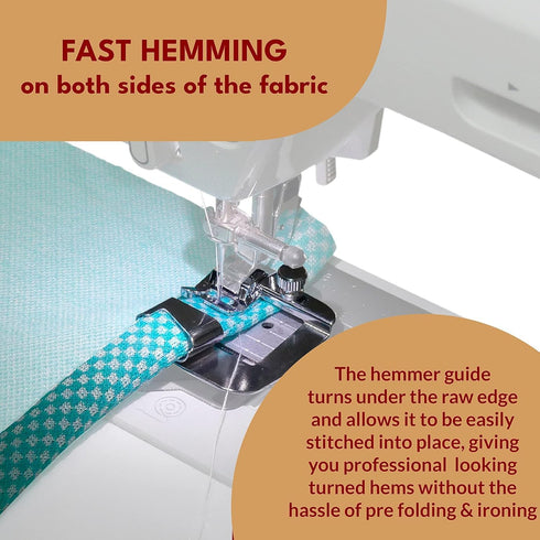 Madam Sew Rolled Hem Presser Foot Set – 3 Piece Wide Hemmer Foot Kit Includes 1/2”, 3/4" and 1” Presser Feet – Compatible with Most Models of Sing...
