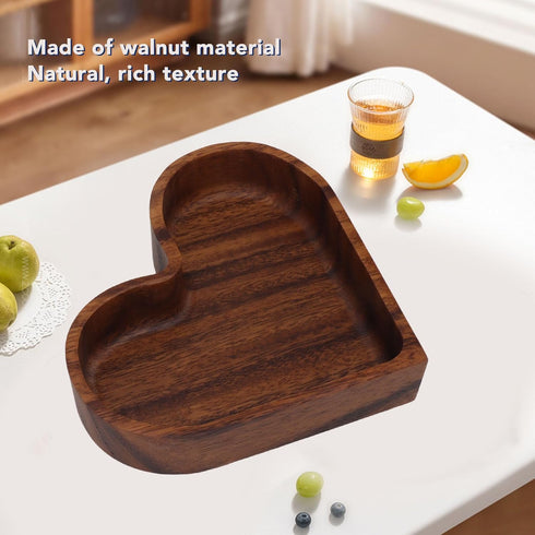 Pssopp Wooden Serving Platter, 14.5x14.5cm Heart Shape Smooth Textured Elegant Nonslip Table Tray for Tea Food Snack Kitchen Utensils (Heart 14.5x...