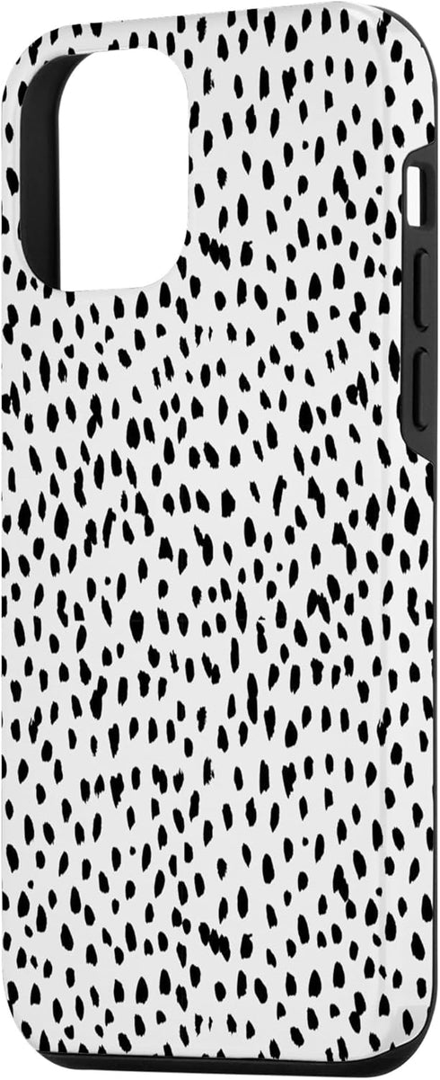 iPhone 12 mini Dalmatian Animal Print Black And White Black White Case...