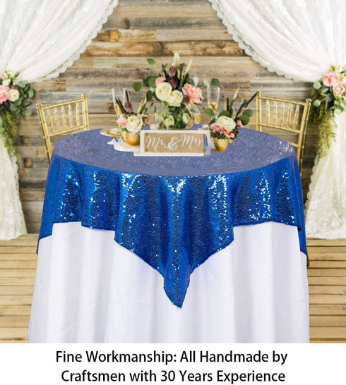 ShinyBeauty Sparkling Royal Blue Sequin Tablecloth 54x54 Inch - Glitter Dining Table Cover for Birthday Wedding Party Decor, Elegant Luxury Table ...