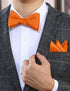 PenSee Black Solid Mens Self Tie Woven Bow Tie Silk Bow Ties for Men Bowties and Pocket Square Set Formal Tuxedo Bowtie Set...