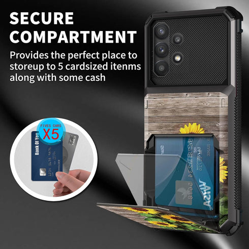 for Samsung Galaxy A32 5G Wallet Case with Card Holder Slot Flip Cover Hybrid Dual Layer Heavy Duty Shockproof Hidden ID Cash Credit Wallet Case f...