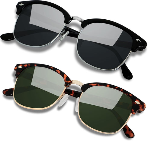 ANDWOOD Polarized Sunglasses for Men Women UV Protection Semi Rimless Sun glasses Classic Half Frame...