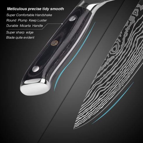 Chef Knife, 8 inch Chef's Knife, Super Sharp Professional German High Carbon Stainless Steel Cooking Kitchen Knives-Rust Resistant,with Micarta Ha...