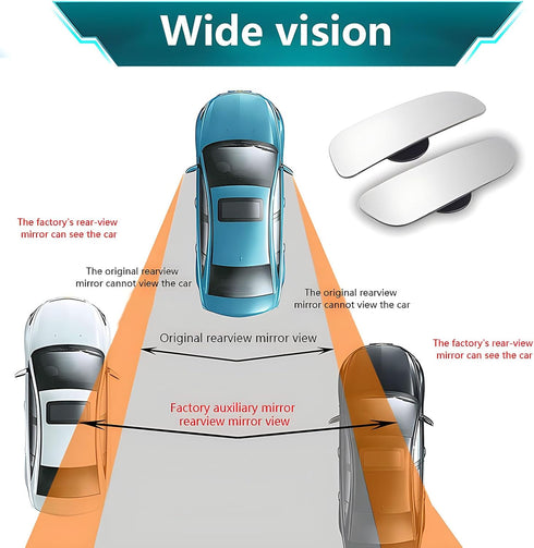 2 PCS Car Rearview Blind Spot Mirror, Adjustable High-definition Rectangular-shaped Mirror, Frameless Wide-angle Convex Mirror, Universal Auxiliar...