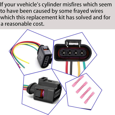 Vw Ignition Coil Connector Plug Harness Compatible with Volkswagen Vw Passat Audi A4 1.8T, 2.0T, 2.5L, 3.2L, 4.2L 4 Pack Vw Ignition Coil Harness ...