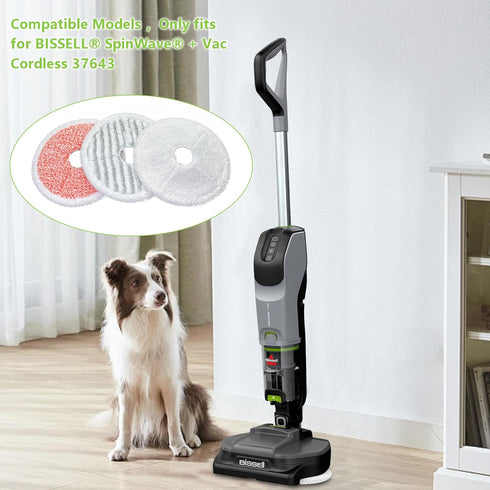 Mop Cloth Vacuum Cleaner Accessories Kit for BISSELL SpinWave Vac Cordless Mop 37643 Accessories, Washable and Reusable Mop Pads 2 Soft Pads White...