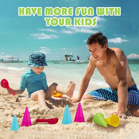 Kisangel 10pcs Plastic Ice Cream Cones Kids Ice Cream Scoop Set Outdoor Beach Toys Kids Sand Mold Toys for Seaside Play Sand Toys(Random Color)...