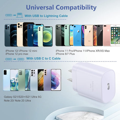 USB C Charger Block, Costyle 3 Pack 25W Super Fast Charger Type C Charging Block Compatible iPhone 15/14/13/12 Mini/11 Pro Max/XS/XR/SE/iPad Pro, ...